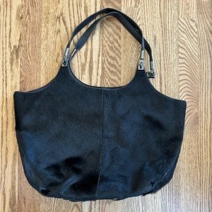 Elizabeth and James black calf hair shoulder bag